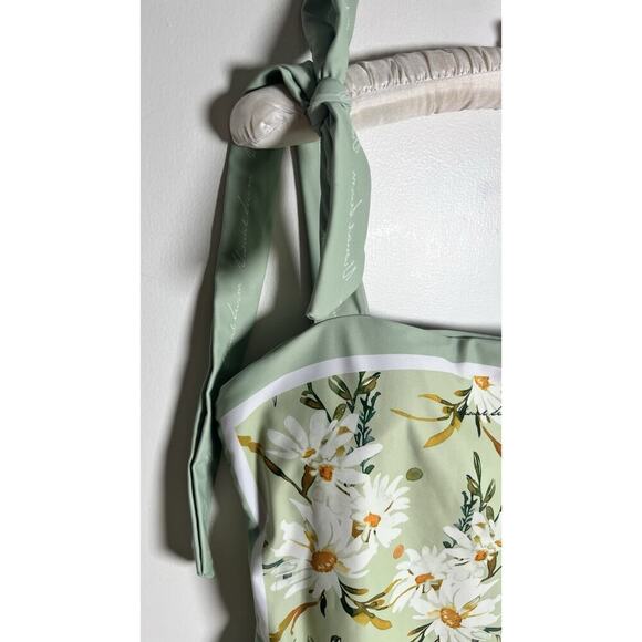 Visual Swim Womens Size Large One Piece Tie Strap Reversible Daisy Swimsuit EUC - Picture 9 of 15